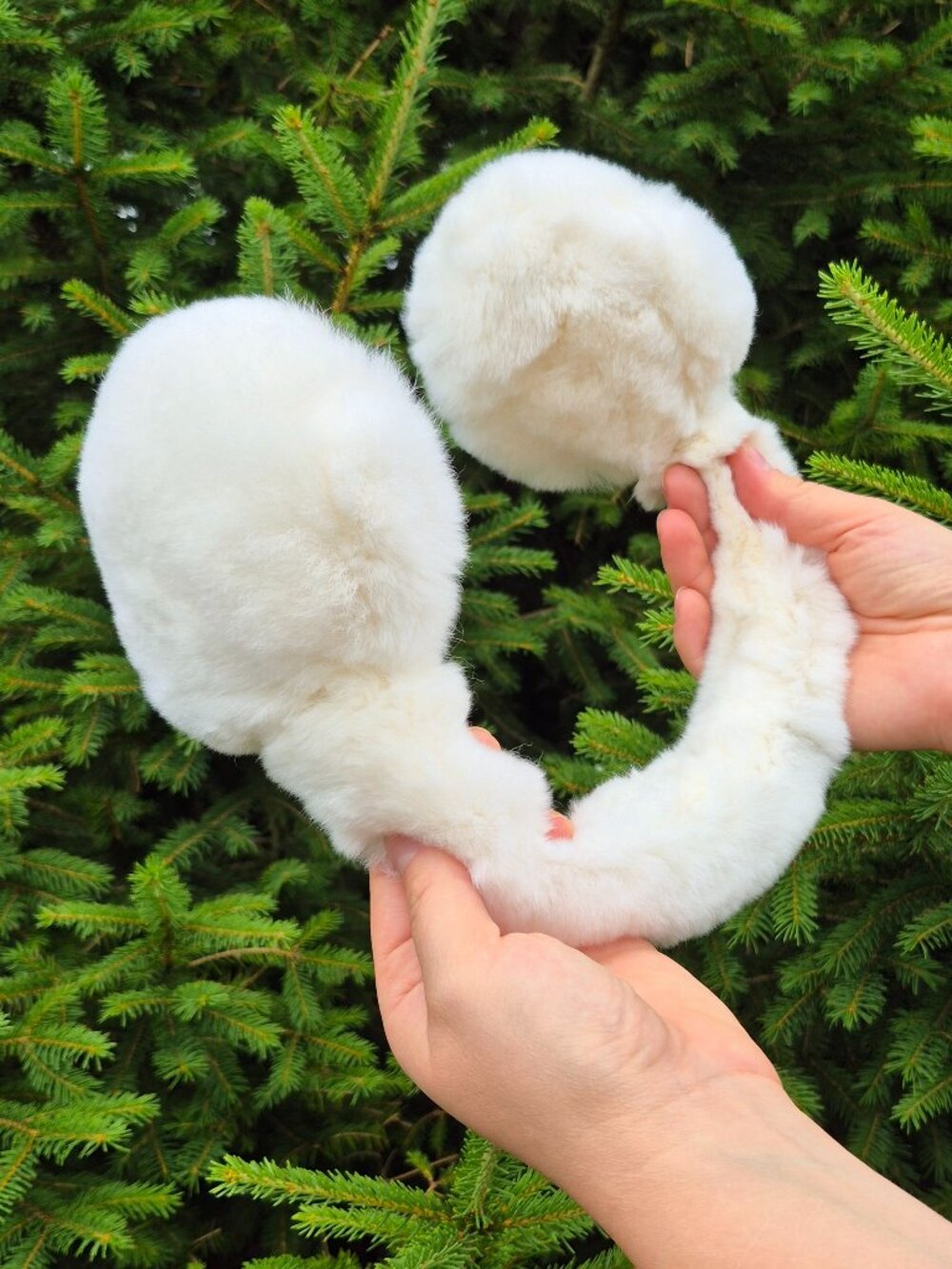 Cream Real Rex Rabbit Fur Winter Earmuffs, Warm Full Fur Women's Headband - Picture 3 of 6